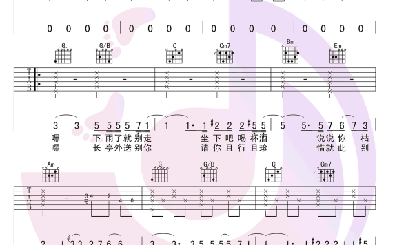 于是我不再唱歌（旅行团乐队所唱 摇滚歌曲 G调弹唱编配） - 乐谱