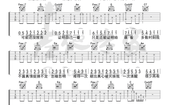 日久生情与这波澜不惊（阿肆演唱 C调弹唱谱） - 乐谱