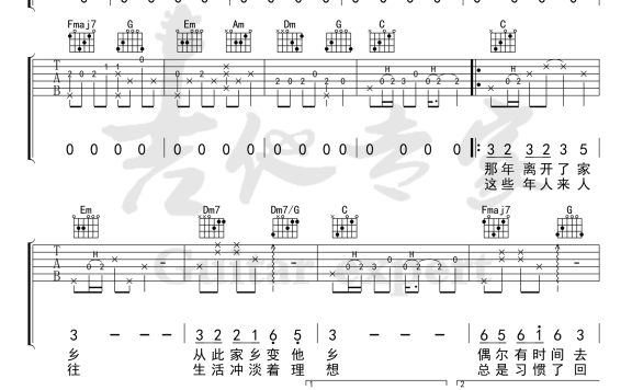 心安之处(秦霄贤演唱 C调弹唱谱) - 乐谱