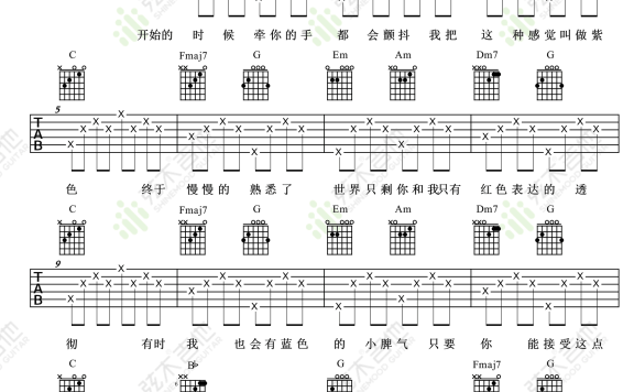 恋爱画板（锦零演唱 C调简单版） - 乐谱
