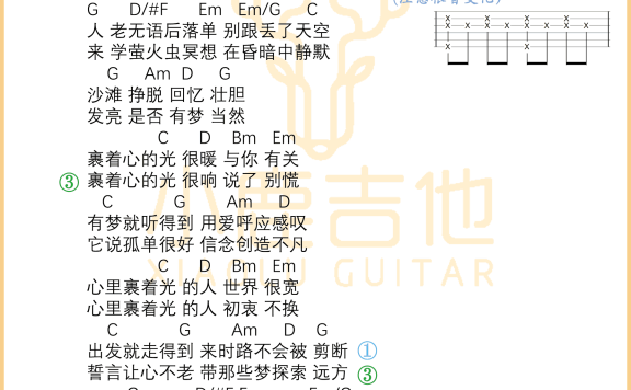 裹着心的光（林俊杰演唱 G调带前奏和弦弹唱谱） - 乐谱