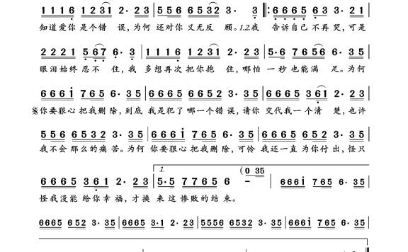 惨败的结束（根据小美眉演唱音频记谱） - 乐谱