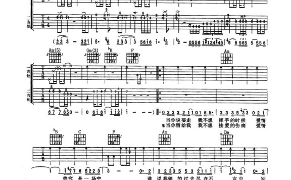 忘了你忘了我(王杰演唱 双吉他伴奏版) - 乐谱