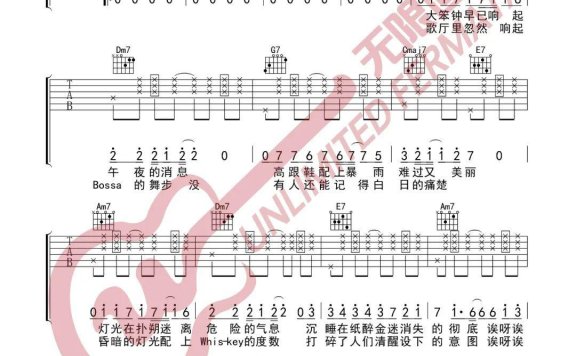 孤独颂歌(C调指法编配 陈文非演唱) - 乐谱