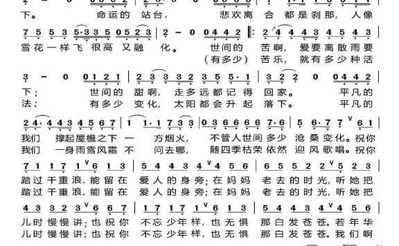 人世间(电视剧《人世间》片尾曲 雷佳唱) - 乐谱