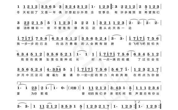 勇敢的人会拥有翅膀(牛奶咖啡演唱) - 乐谱