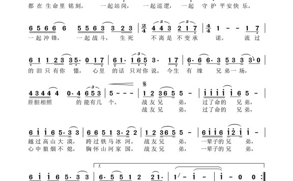 战友·兄弟（李璇演唱） - 乐谱