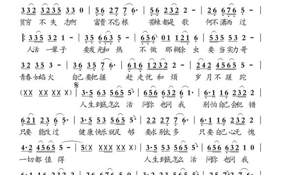 人生到底怎么活（DJ版 郭玲演唱） - 乐谱
