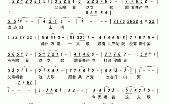 神州万里一支歌（王善霞演唱） - 乐谱