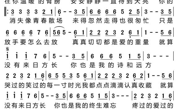 就算没有来日方长（李英演唱） - 乐谱