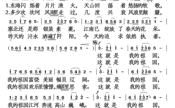 这就是我的祖国（郑洁演唱） - 乐谱