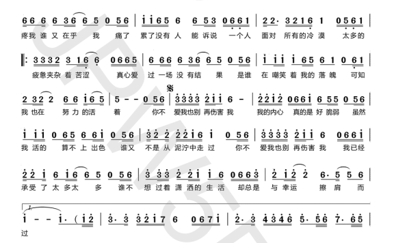 你别再伤害我（米灵演唱） - 乐谱