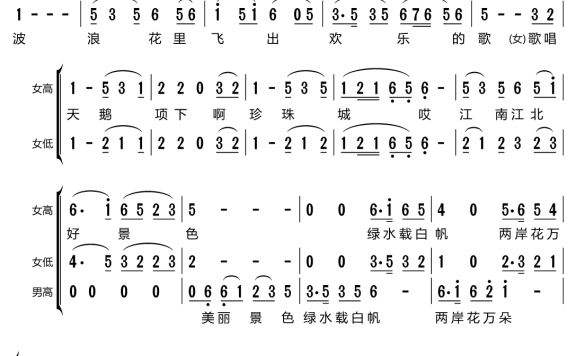 浪花里飞出欢乐的歌（梦之旅组合演唱） - 乐谱
