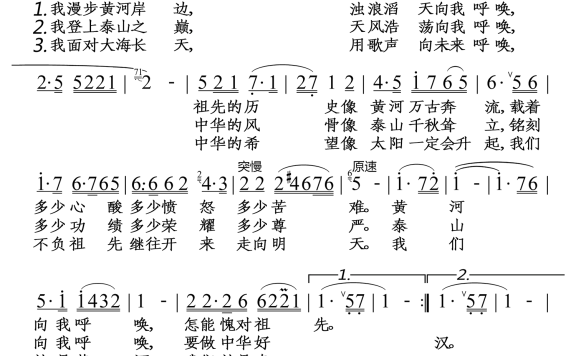 我们是黄河泰山（彭丽媛演唱） - 乐谱