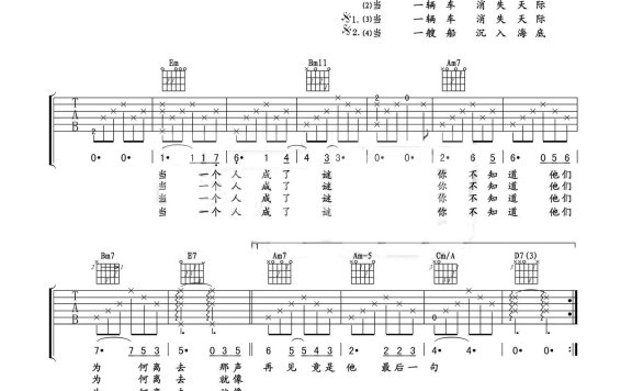 后会无期(邓紫棋演唱 G调指法弹唱谱) - 乐谱