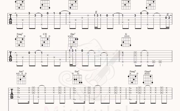 告白气球(周杰伦演唱 C调指法编配) - 乐谱