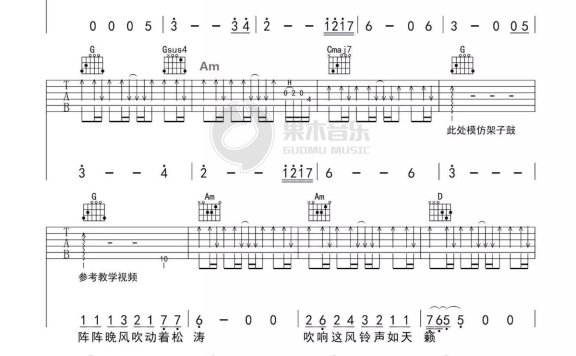 旅行（许巍演唱 G调指法编配） - 乐谱