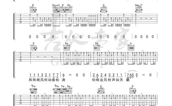 旅行（许巍演唱 D调指法编配） - 乐谱