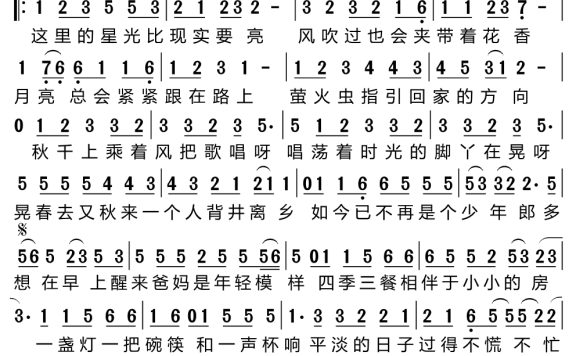 关于儿时的梦想（任伟词曲） - 乐谱