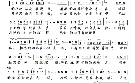 想你的时候问月亮（于金胜演唱） - 乐谱