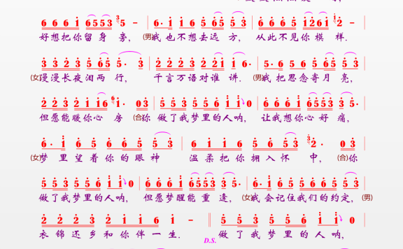 你做了我梦里的人（月下思故人、钰柃演唱） - 乐谱