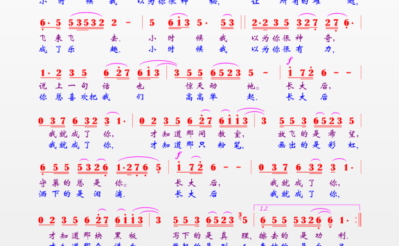 长大后我就成了你(宋祖英演唱) - 乐谱