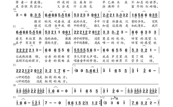 回家(王杰演唱) - 乐谱