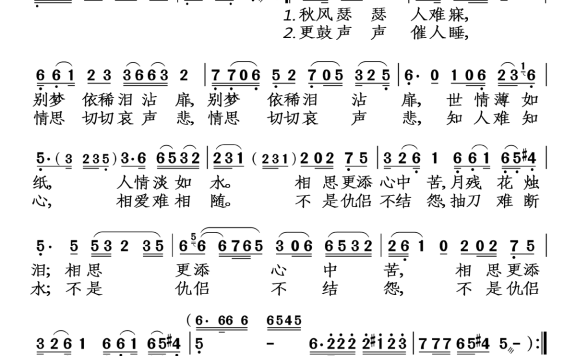 月残花烛泪（电视剧《武则天》插曲） - 乐谱