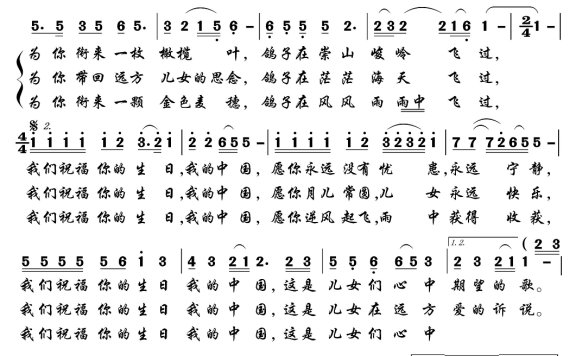 今天是你的生日我的中国（董文华演唱） - 乐谱