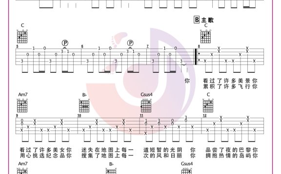 旅行的意义(陈绮贞演唱 C调基础版弹唱) - 乐谱