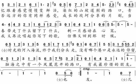 凤凰花开的路口（林志炫演唱） - 乐谱