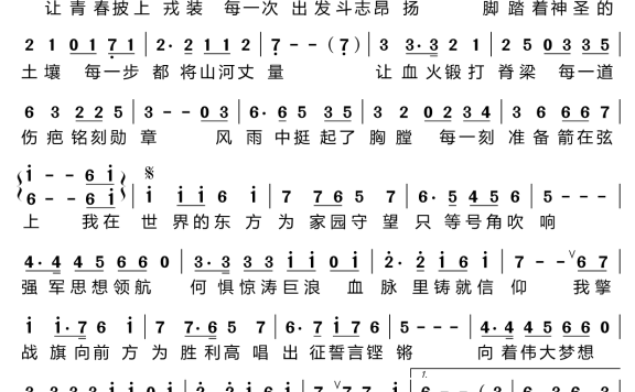 新时代革命军人之歌（战士演唱组） - 乐谱
