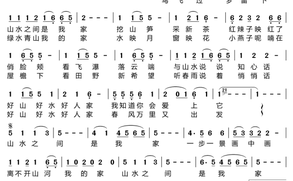 山水之间是我家（王丽达演唱） - 乐谱