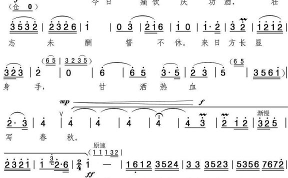 现代京剧《智取威虎山》选段：甘洒热血写春秋 - 乐谱