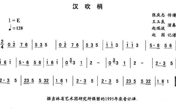 东北秧歌曲谱：汉吹梢（二人转伴奏谱） - 乐谱