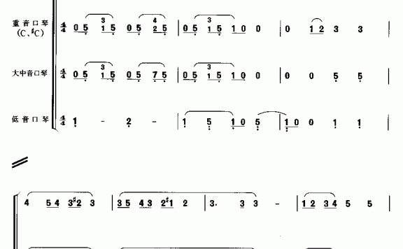 青海民歌：谱半个月亮爬上来（合奏） - 乐谱