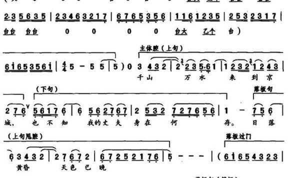选自《秦香莲》正调慢板：千山万水来京城 - 乐谱