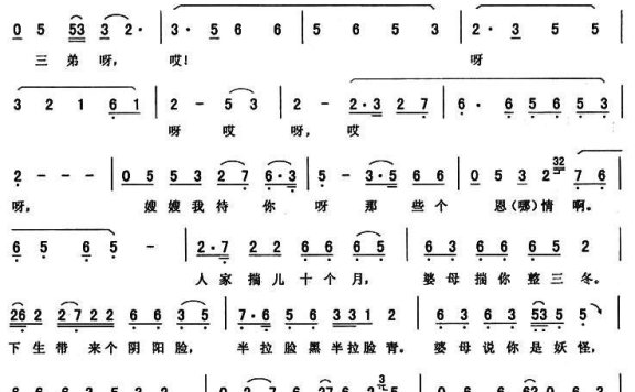 《包公赔情》唱段:软口糜子 - 乐谱