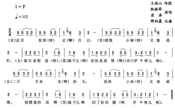 探妹(耿振琴、崔涛演唱 那炳晨记谱) - 乐谱