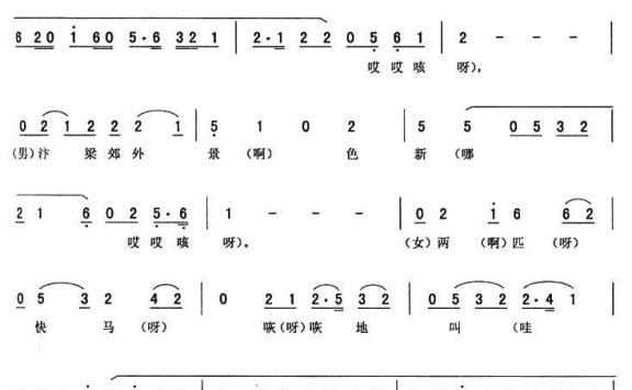 《杨八姐游春》唱段:南边道胡胡腔三 - 乐谱