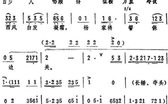 《杨门女将》选段：乘月光瞭敌营山高势险 - 乐谱