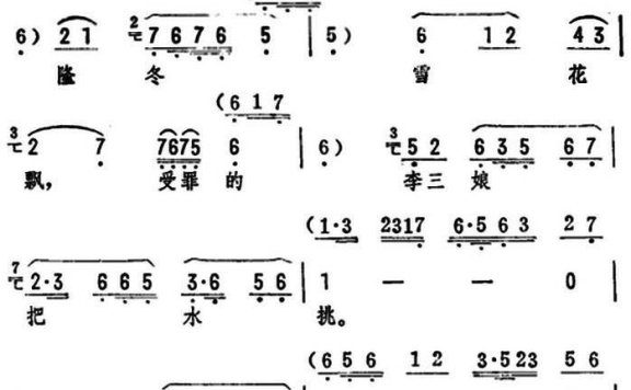 《井台会》选段：数九隆冬雪花飘 - 乐谱