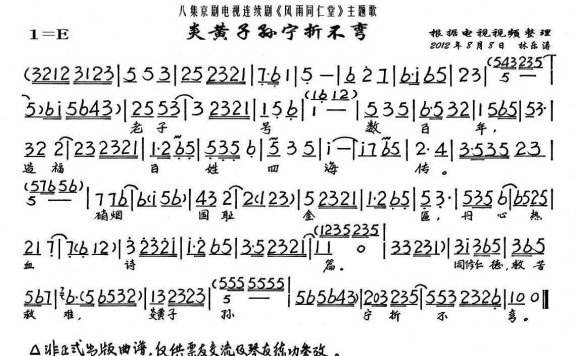 《风雨同仁堂》乐徐氏唱段：炎黄子孙宁折不弯（琴谱） - 乐谱