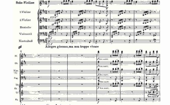 《D大调小提琴协奏曲, Op.77第三乐章》提琴谱 - 乐谱