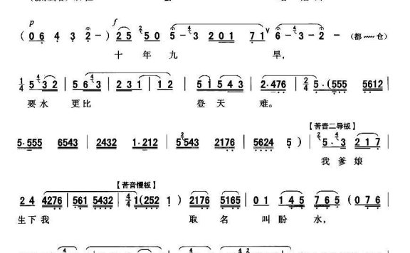 [秦腔]毛主席把阳光雨露洒满人间（《龙江颂》盼水妈唱段） - 乐谱