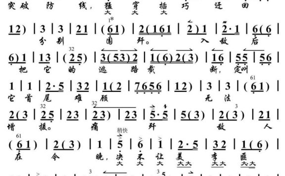 决不让美李匪帮一人逃窜（《奇袭白虎团》王团长唱段、琴谱） - 乐谱