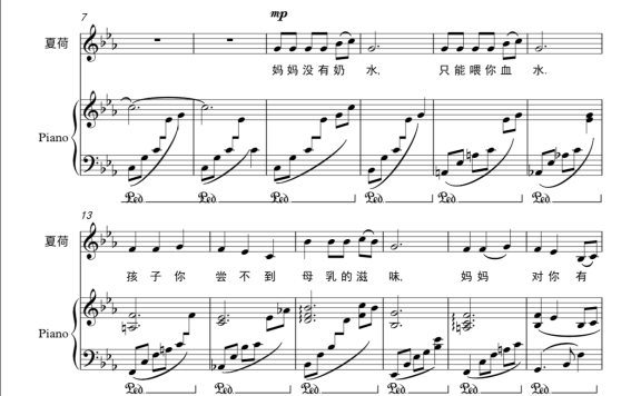 血水，泪水，奶水（歌剧《沂蒙山》选曲 女中音） - 乐谱
