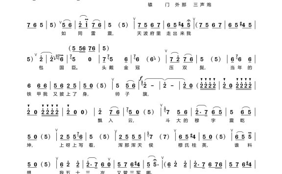 辕门外三声炮如同雷震（豫剧《穆桂英挂帅》选段） - 乐谱