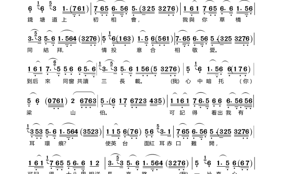 记得那年乔装扮(越剧《梁祝》选段) - 乐谱