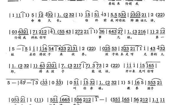 承蒙小姐恩德广（豫剧《泪洒相思地》王怜娟唱） - 乐谱
